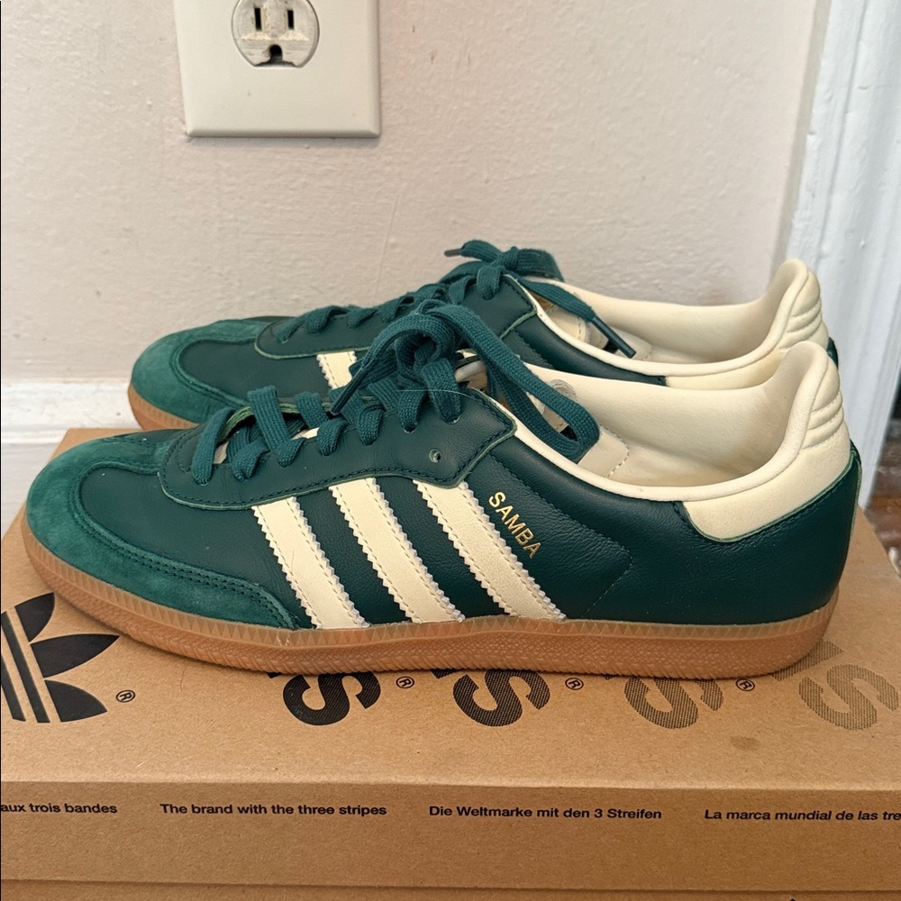 Adidas samba Green and Cream Sneakers women size 9 men size 7.5 - Picture 3 of 6
